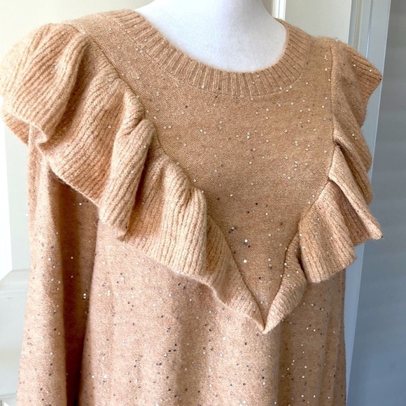 LC Lauren Conrad large sweater ruffles sparkles - Picture 2 of 10